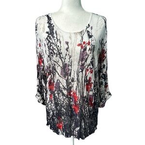 Nic+Zoe Linen Blend Semi Sheer Multicolor Lightweight Top Size XL